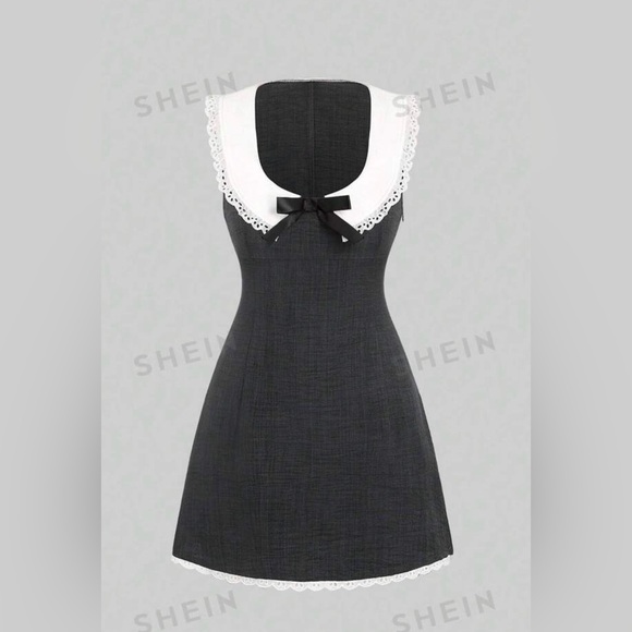 {NIB / NWOT} A-Line Mini Dress with Collar and Bow - Picture 1 of 10